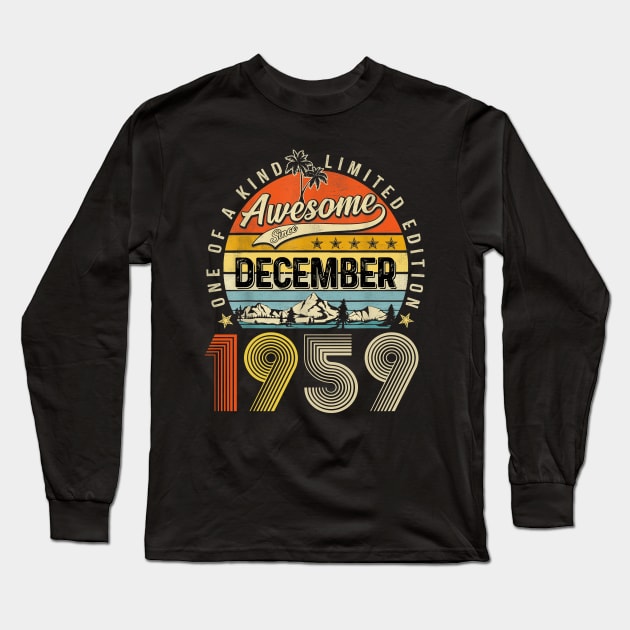 Awesome Since December 1959 Vintage 64th Birthday Long Sleeve T-Shirt by cogemma.art